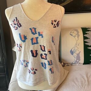 NIC+ZOE Gray Tank Top with Colorful Abstract Design